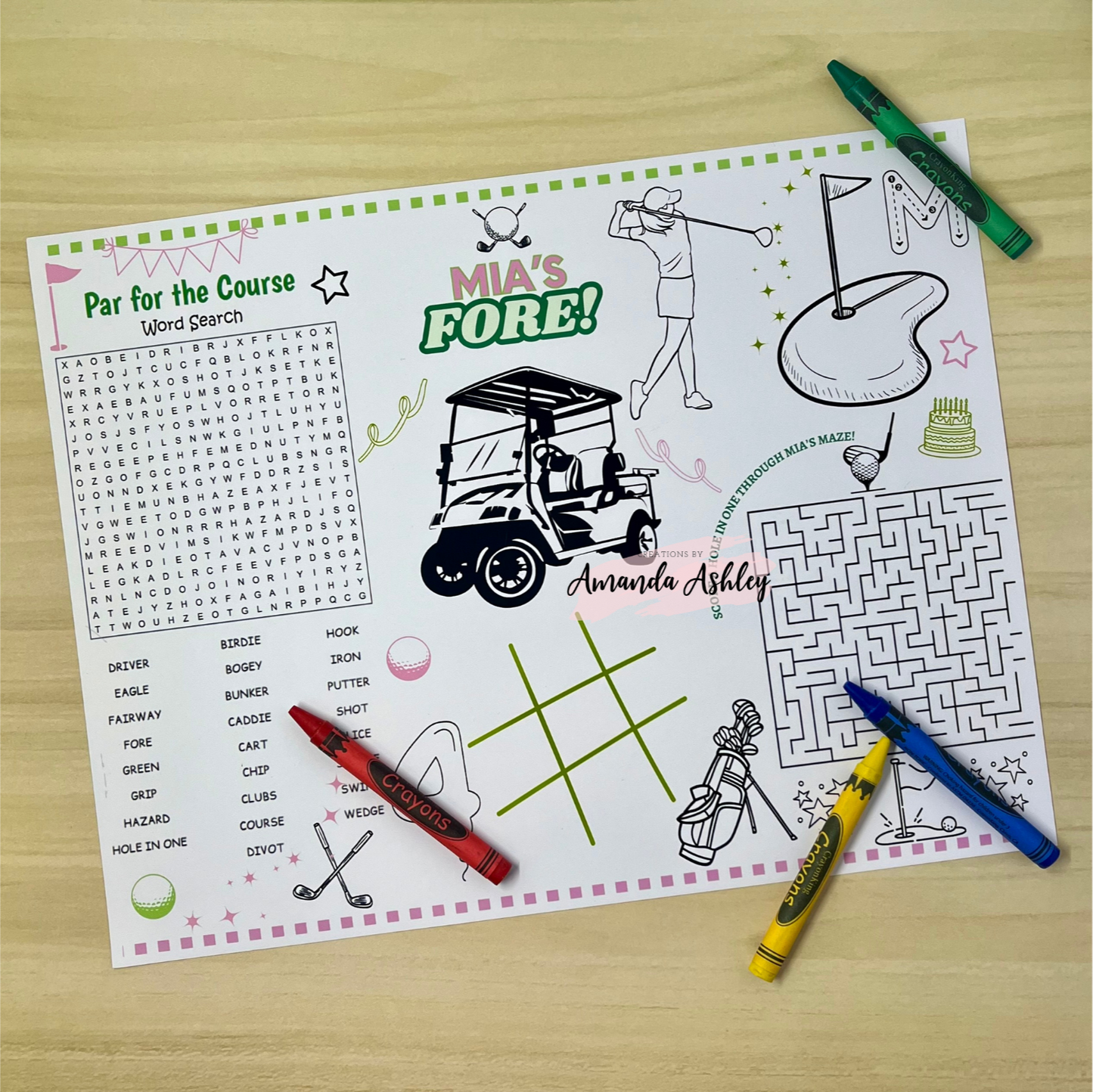 Par-tee Time Golf Coloring Sheets