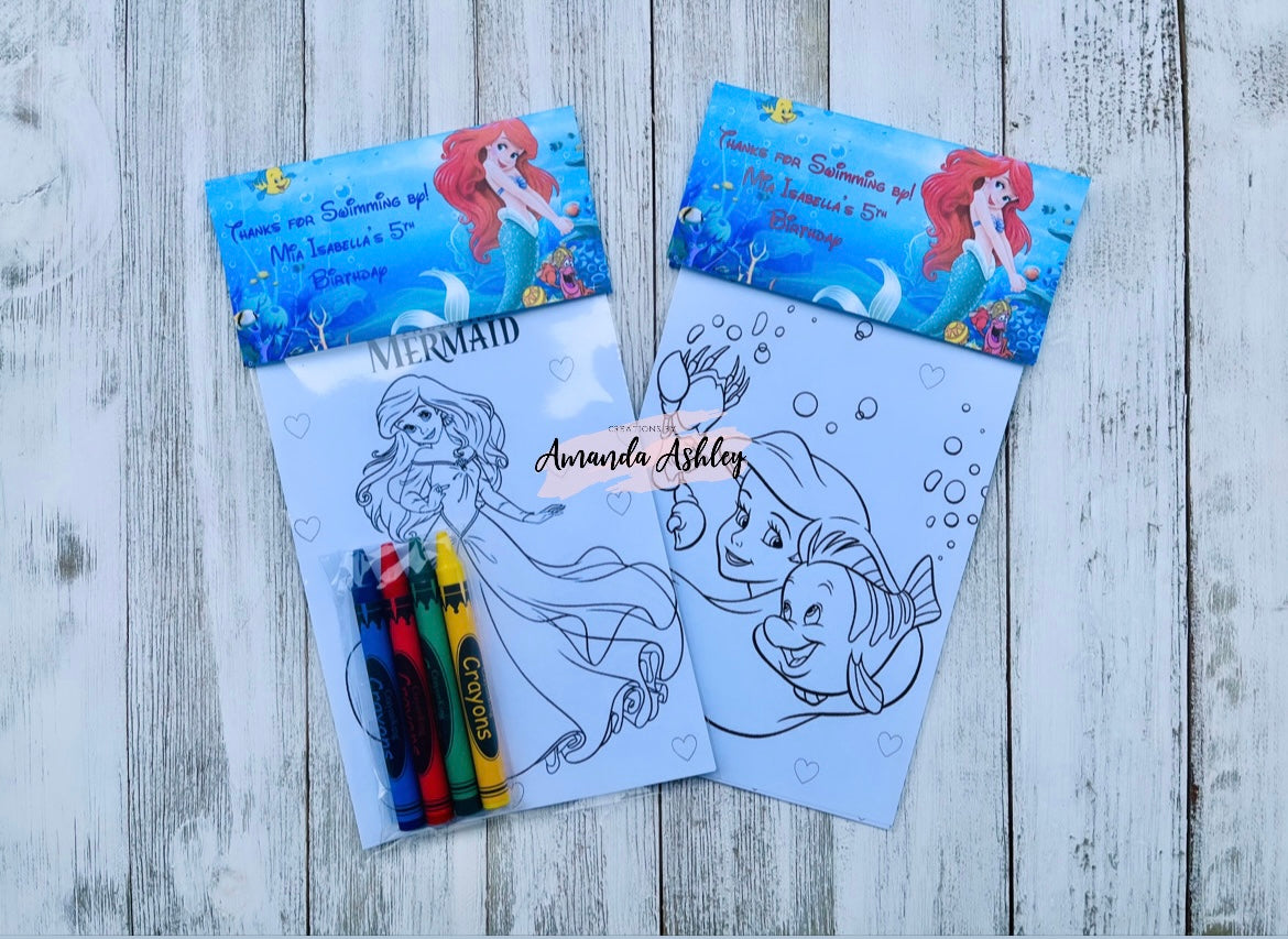 Mermaid Princess Coloring Favors