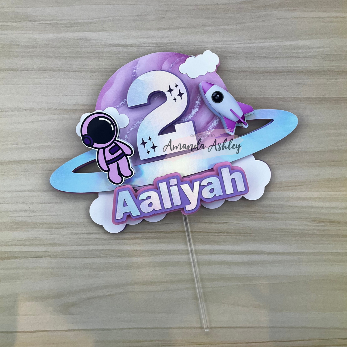 Pink Space Cake Topper