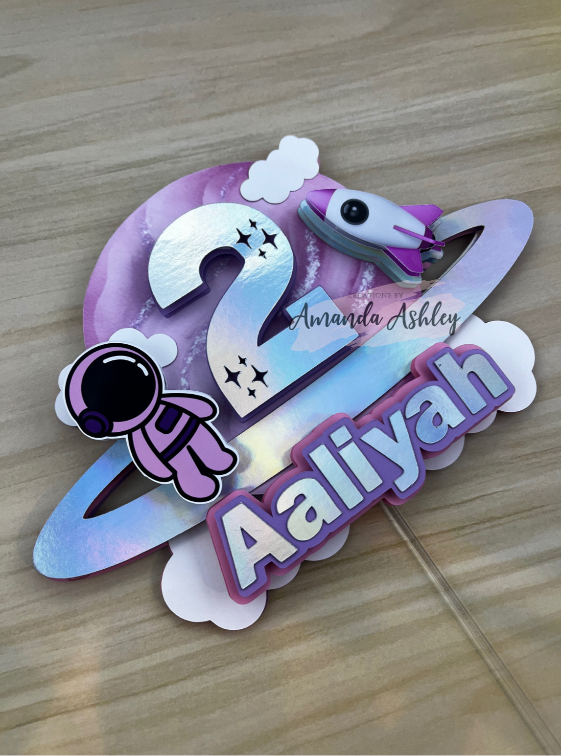 Pink Space Cake Topper