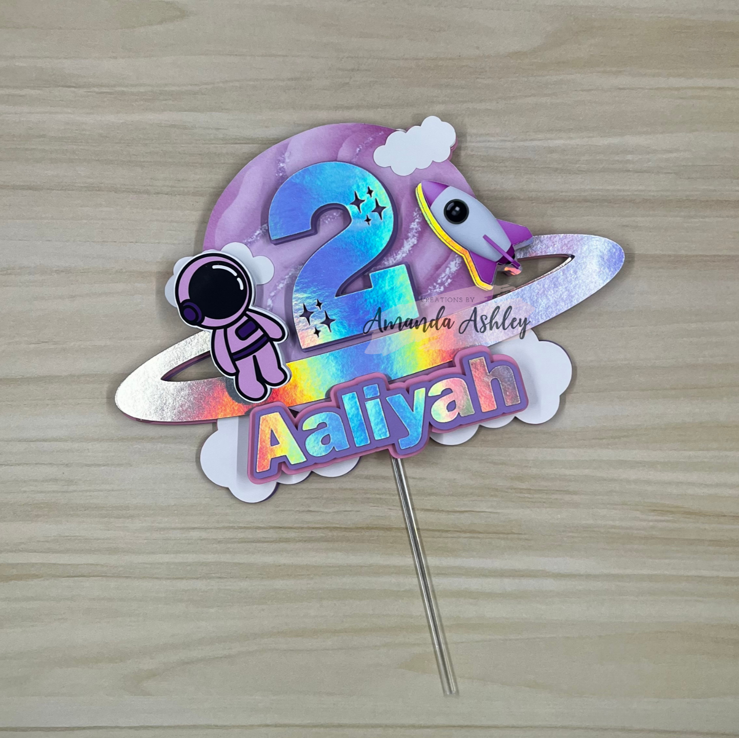 Pink Space Cake Topper
