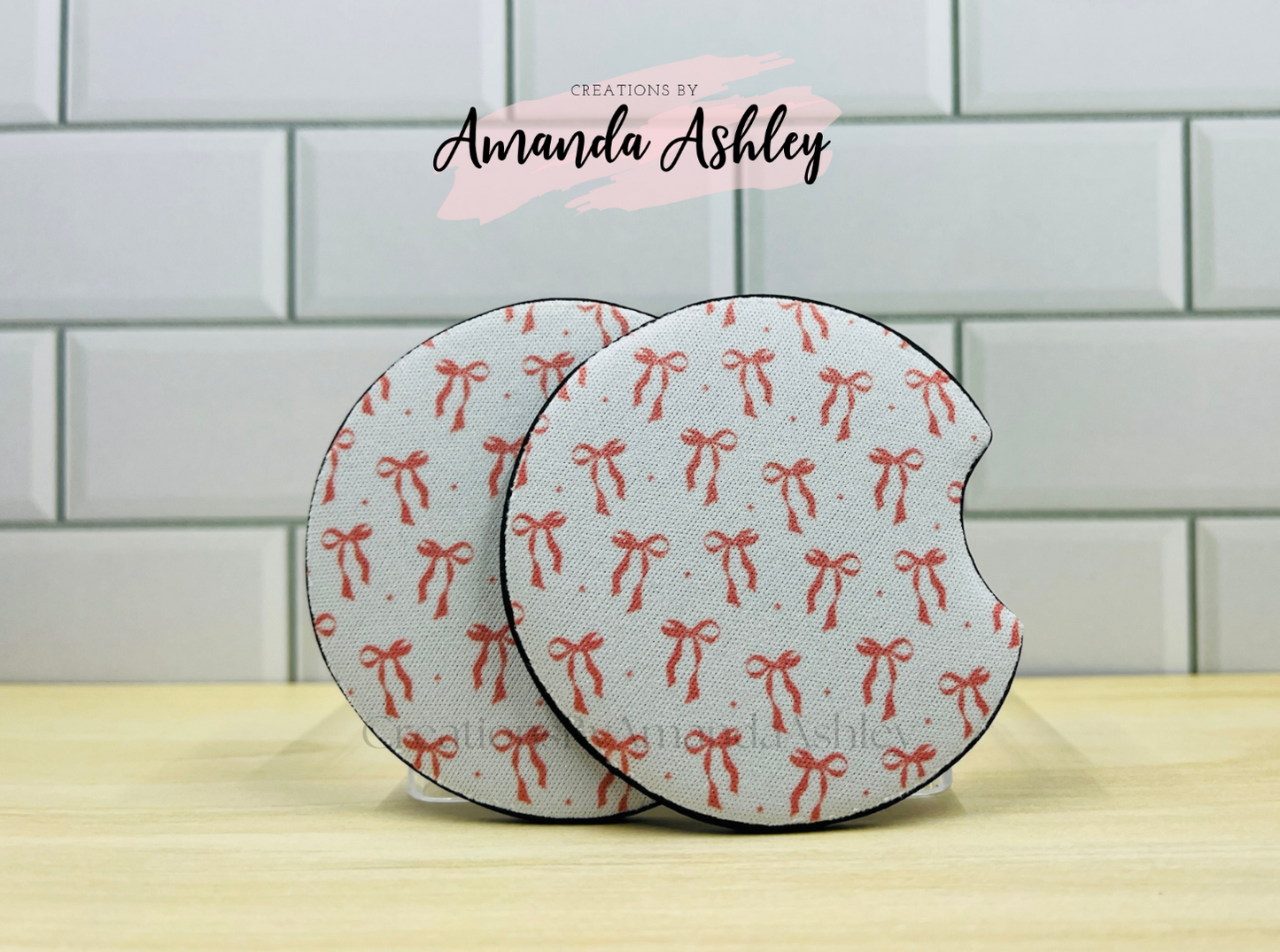 Coquette Bows Car Coasters (Set of 2)
