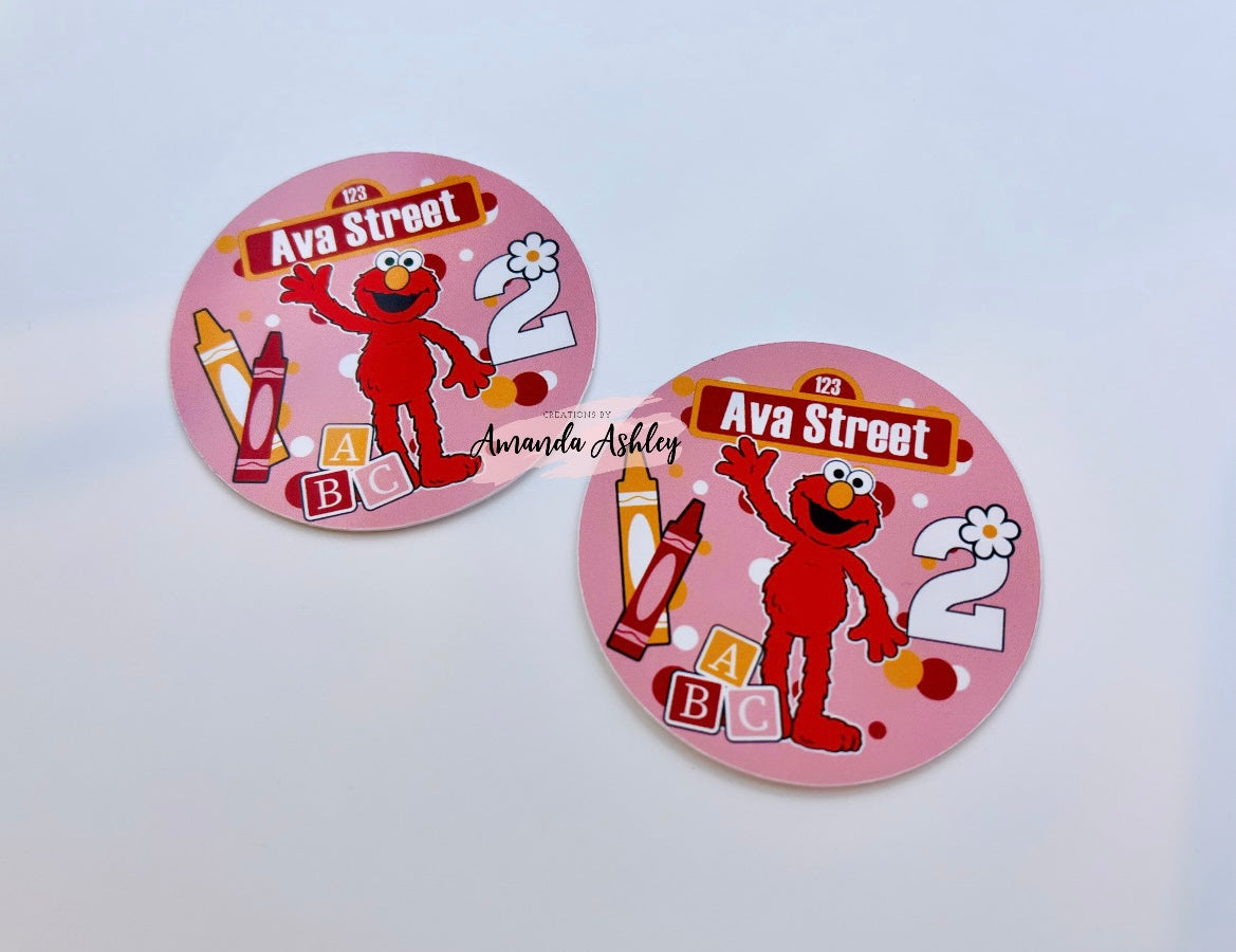 Pink Sesame Friend Favor Stickers