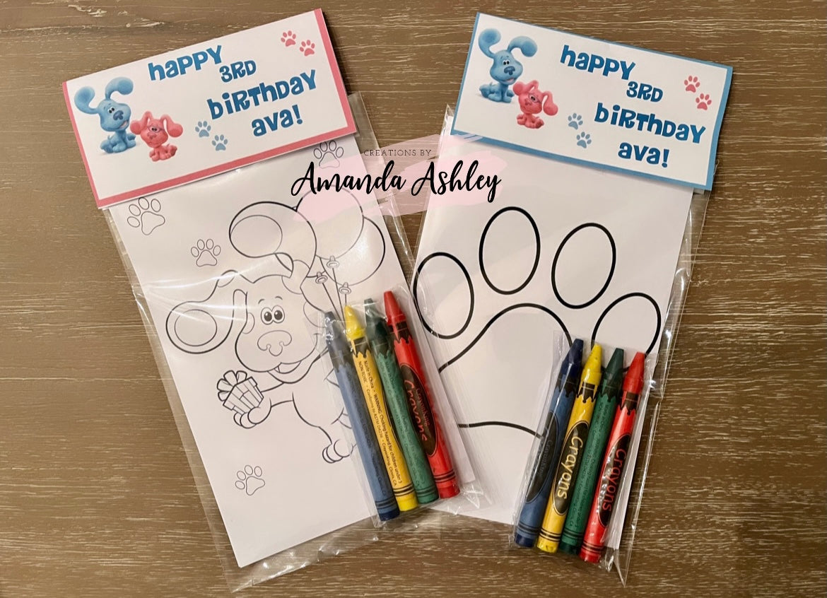 Blue Pup Coloring Favors