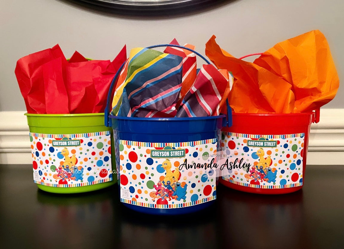 Sesame Friends Party Bucket Labels