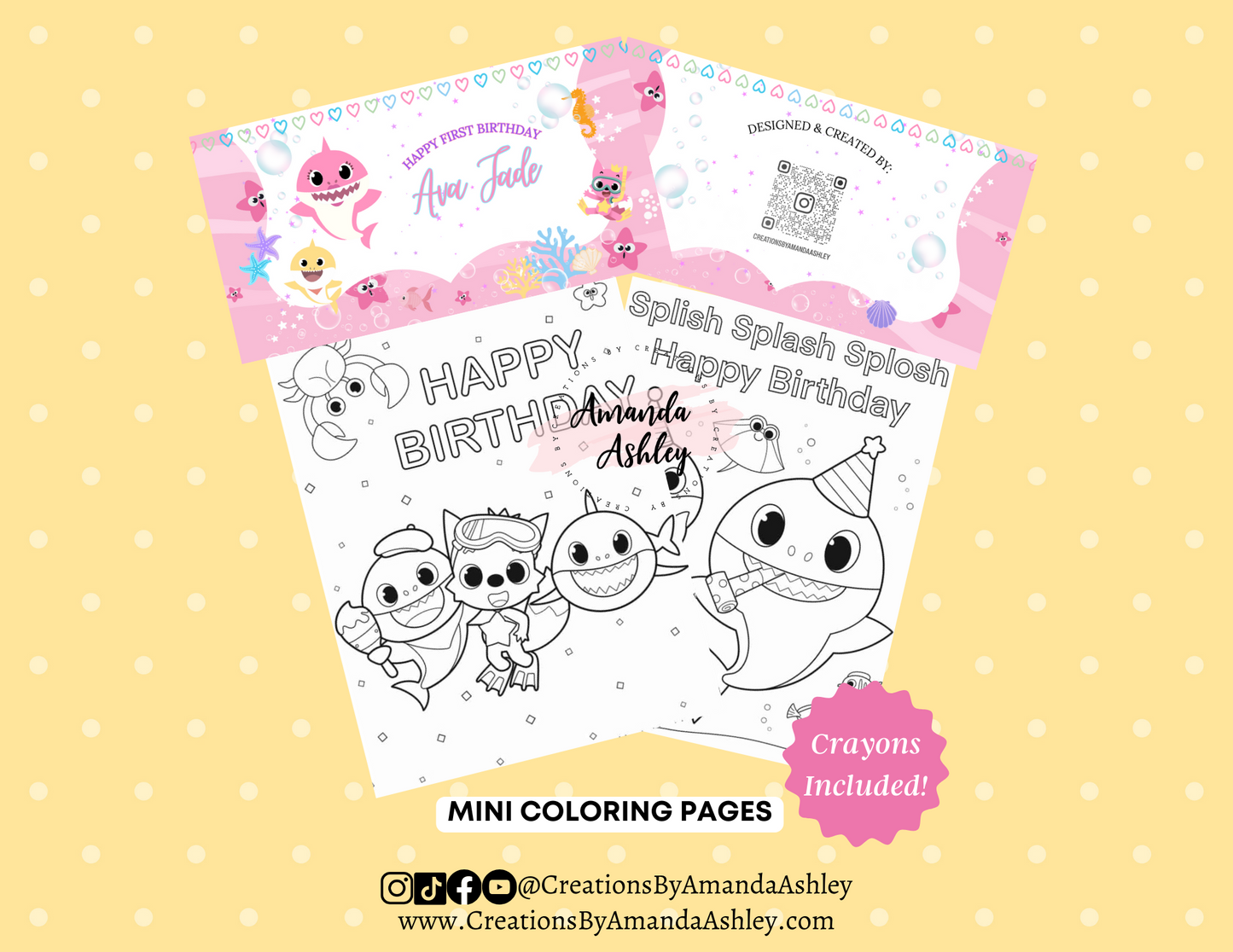 Pink Shark Coloring Favors