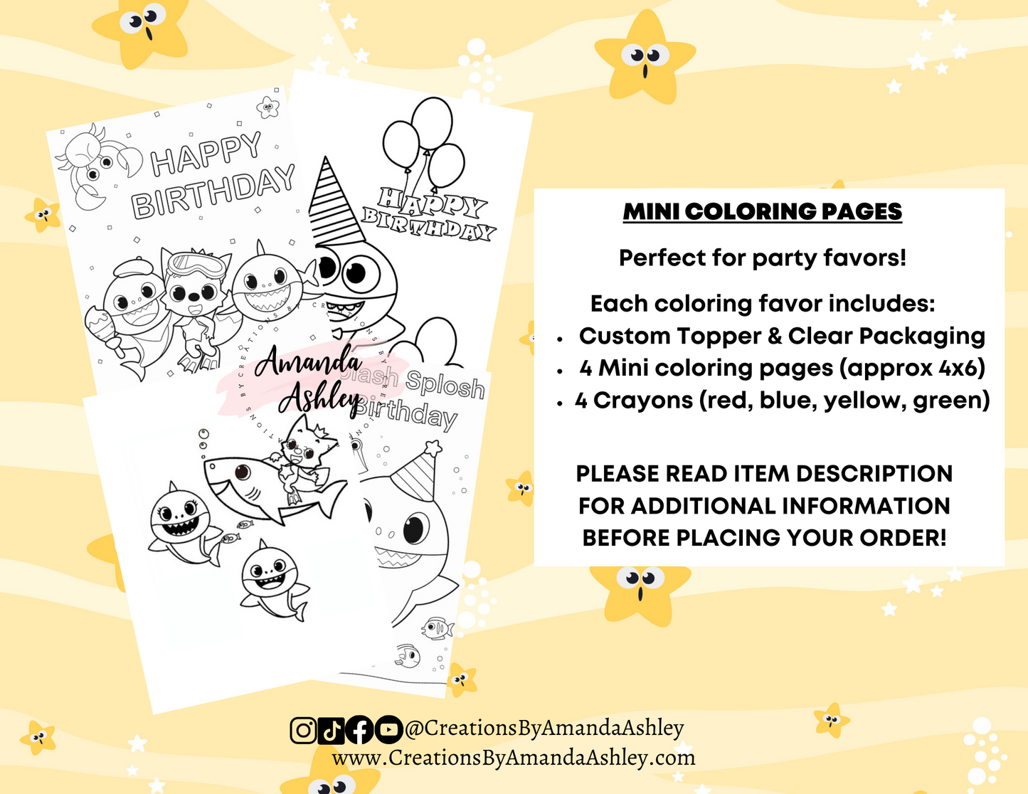 Pink Shark Coloring Favors