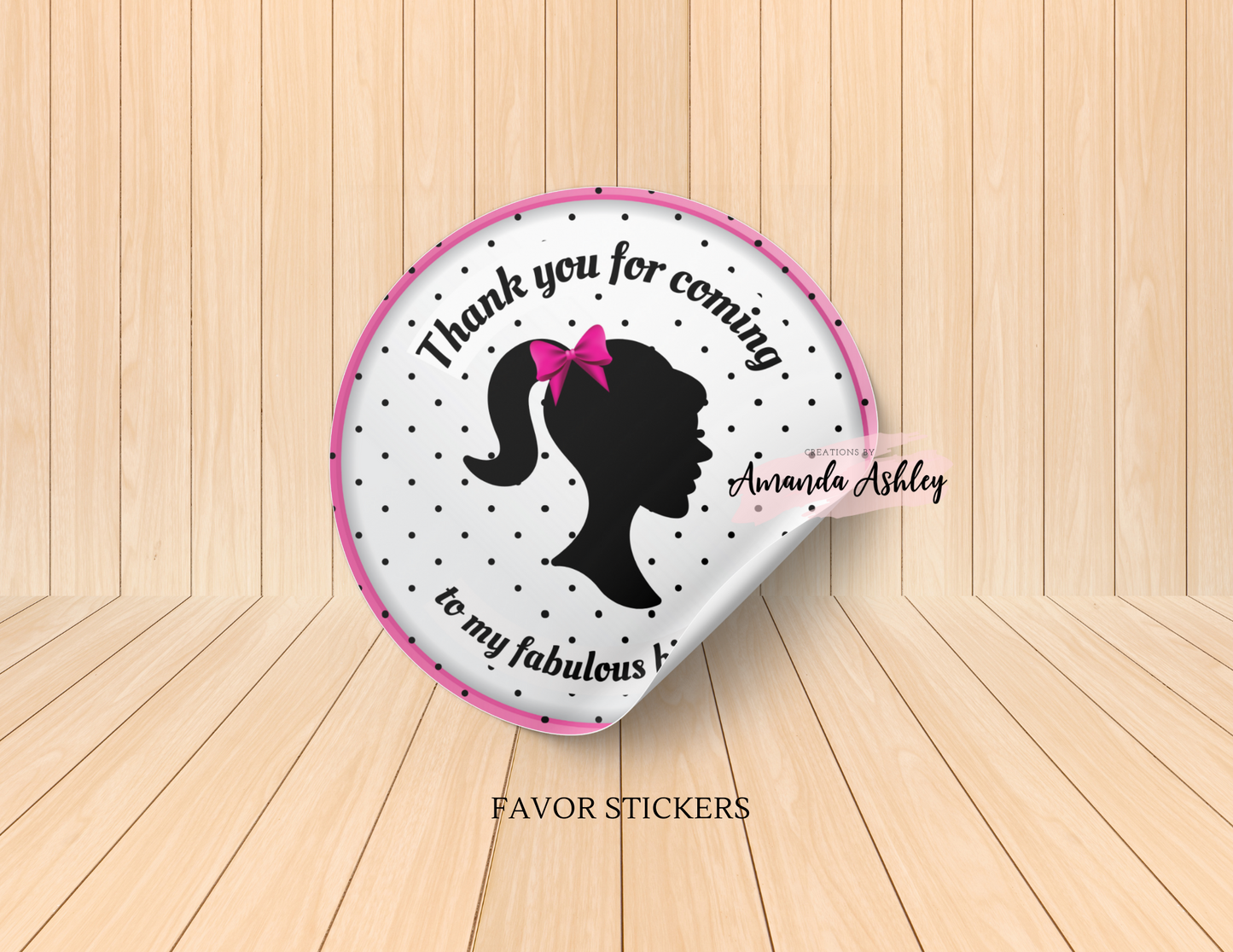 Pink Doll Party Stickers