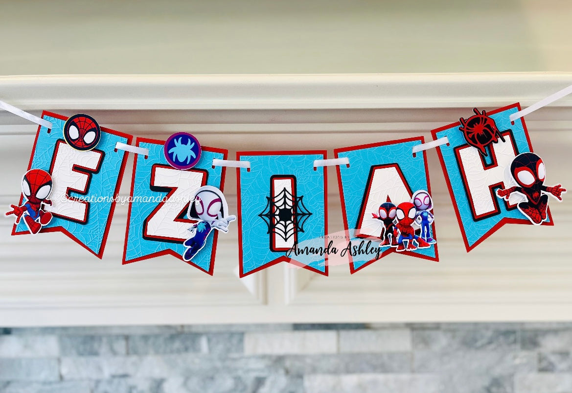 Spidey and Friends Birthday Banner