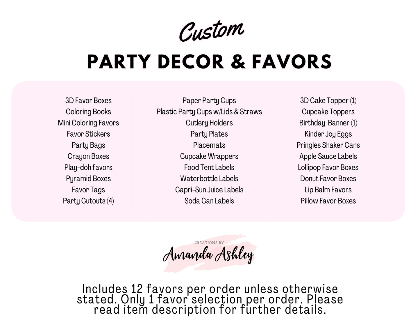 Custom Party Decor & Favors