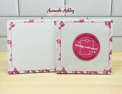 Pink Bow Snowflakes Sticky Notes