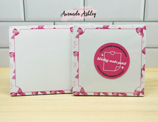 Pink Bow Snowflakes Sticky Notes