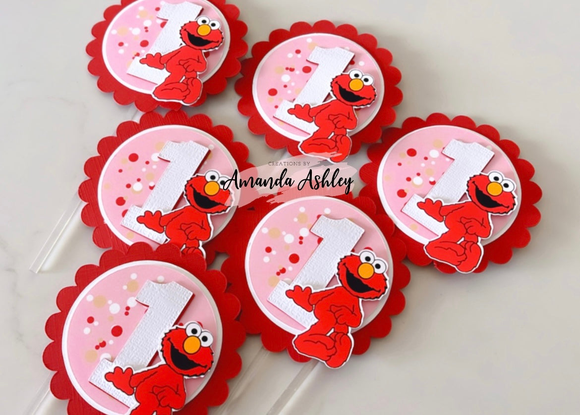 Pink Elmo Cupcake Toppers