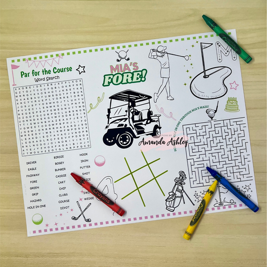 Par-tee Time Golf Coloring Sheets
