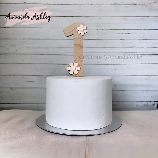 Daisy Numeral Cake Topper