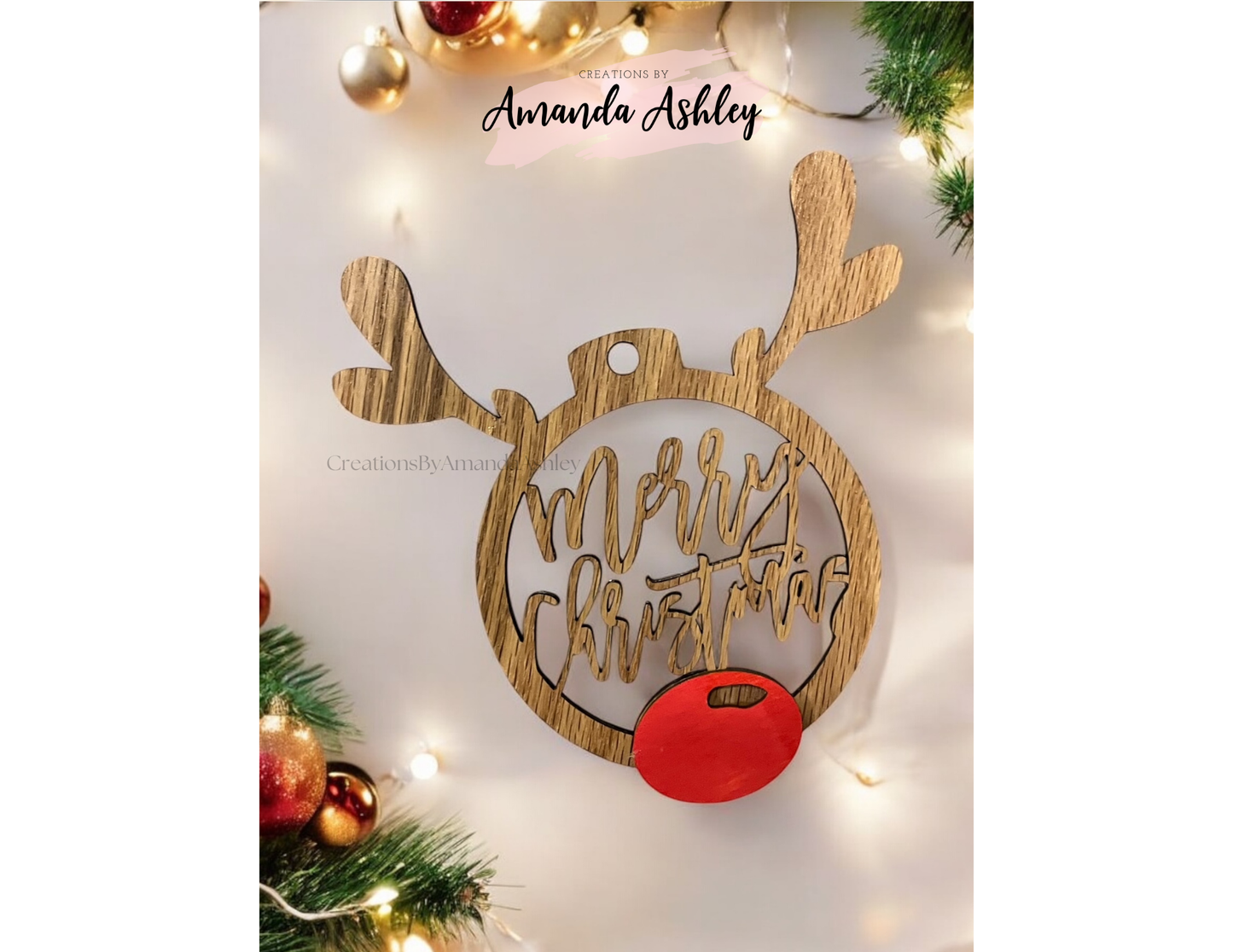 Merry Christmas Reindeer Ornament