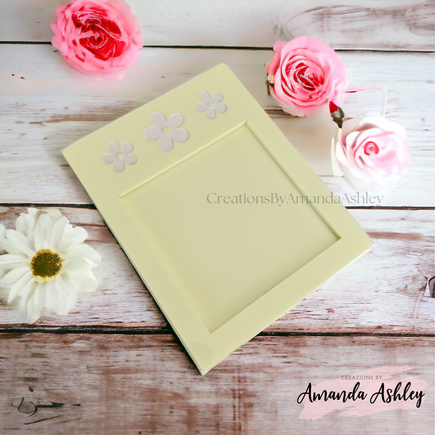 RTS - Pastel Yellow Daisy Acrylic Notepad Holder