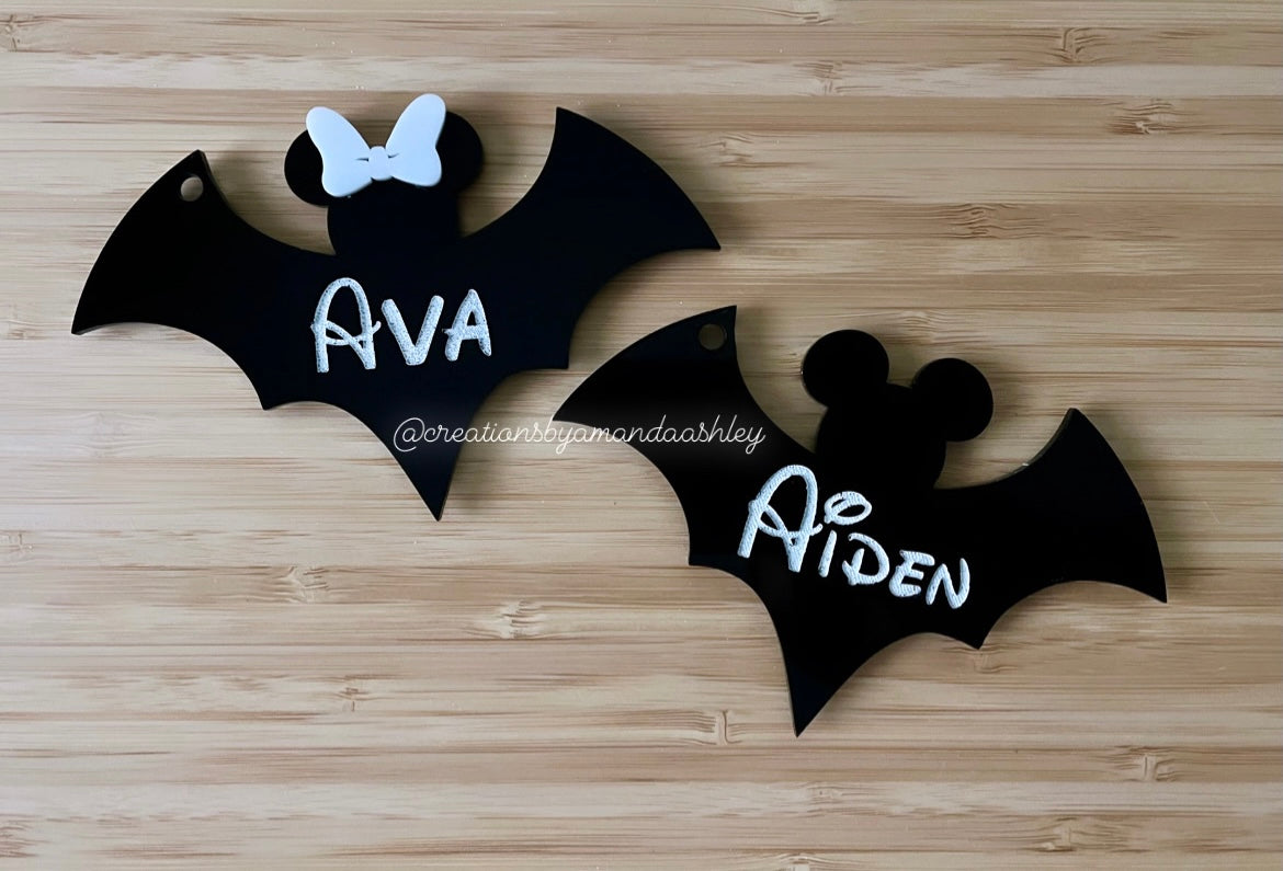 Mickey & Minnie Halloween Bat Tags