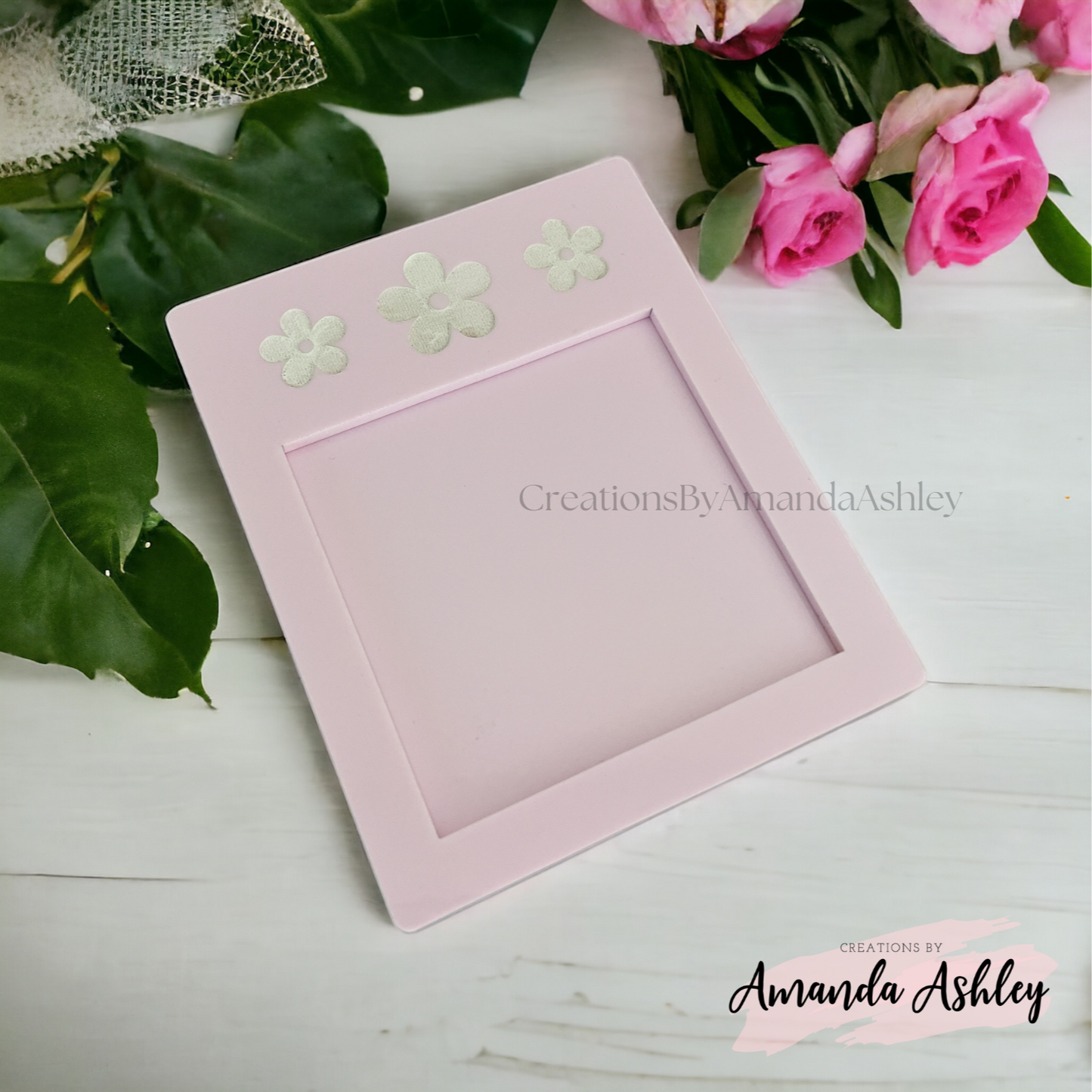 RTS - Pastel Pink Daisy Acrylic Notepad Holder