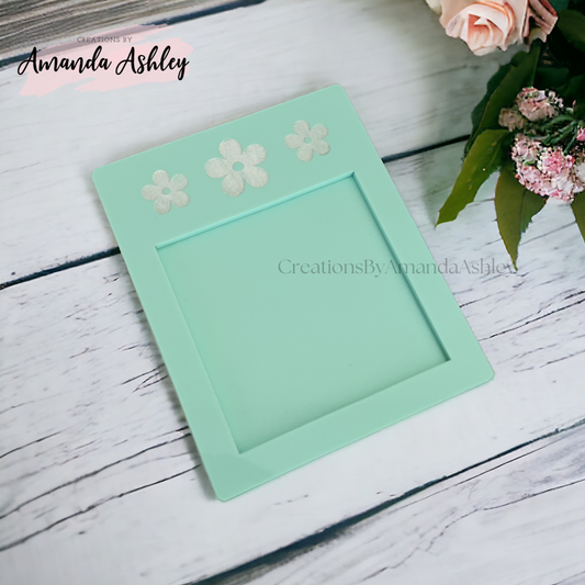 RTS - Muted Teal Daisy Acrylic Notepad Holder