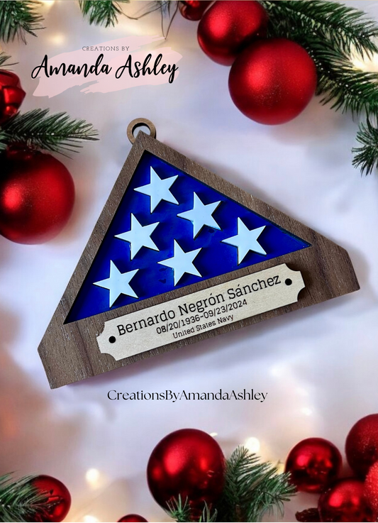Patriotic Folded Flag Memorial Ornament