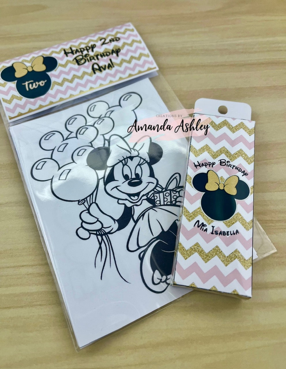 Minnie Mouse Black and Gold Coloring Favors