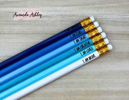 Blue Affirmation Pencils (Set of 6)
