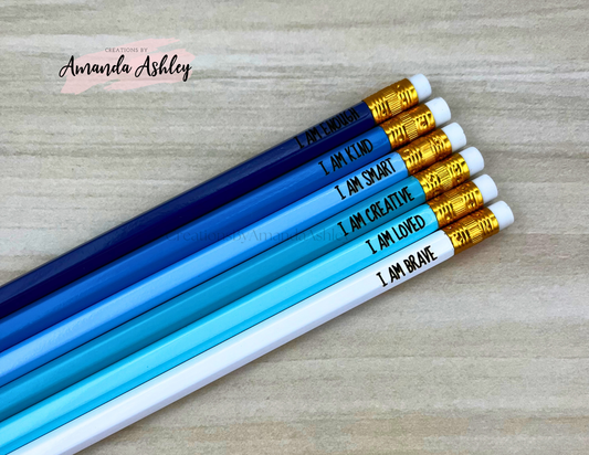 Blue Affirmation Pencils (Set of 6)