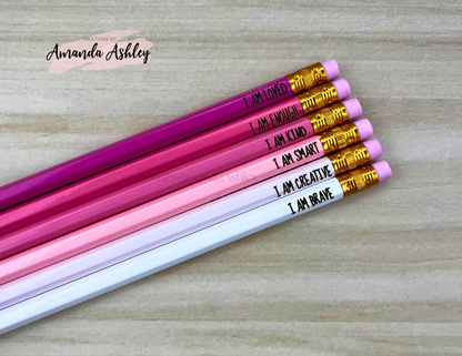 Pink Affirmation Pencils (Set of 6)