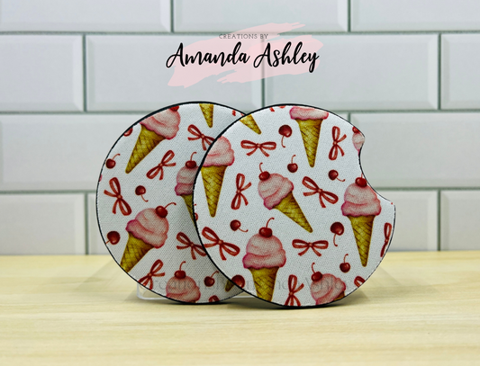Ice Cream Cones Car Coasters (Set of 2)