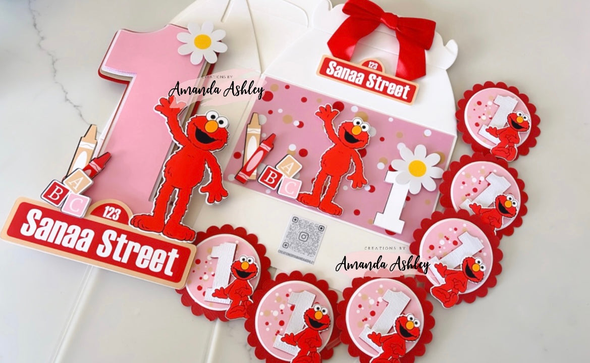 Pink Elmo Cupcake Toppers