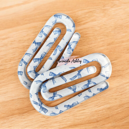 Blue Bows and Stars Jumbo Paperclip