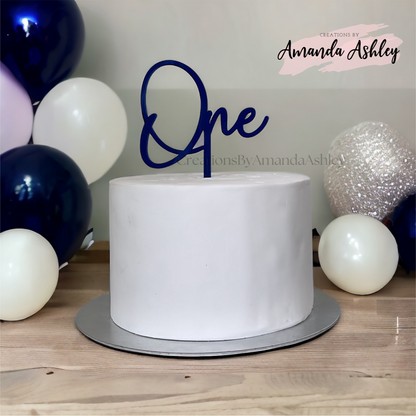 Navy Blue Script Number Cake Topper