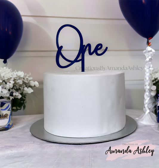 Navy Blue Script Number Cake Topper