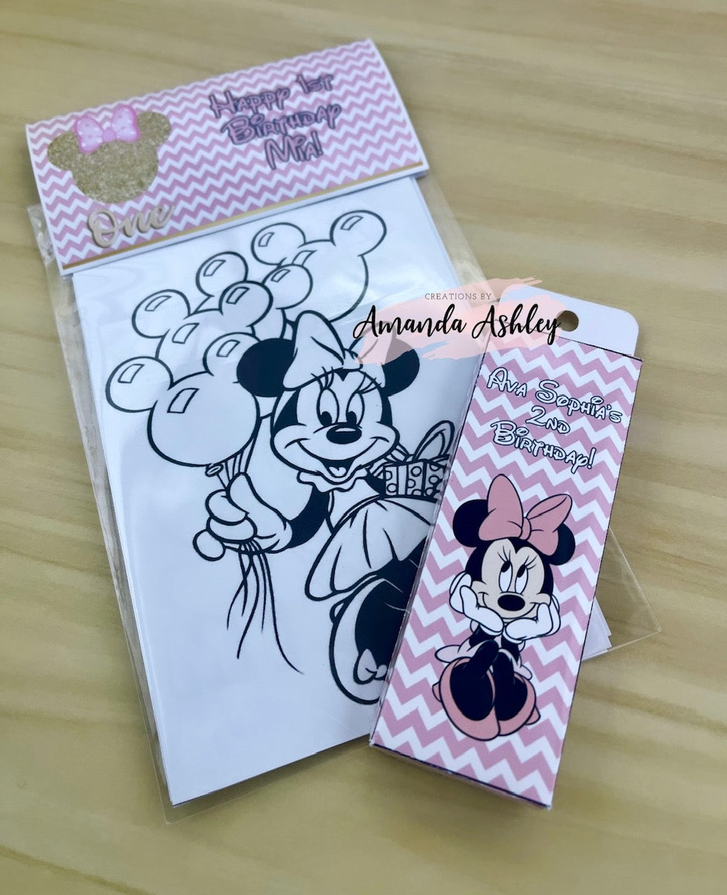 Minnie Mouse Pink Chevron Coloring Favors