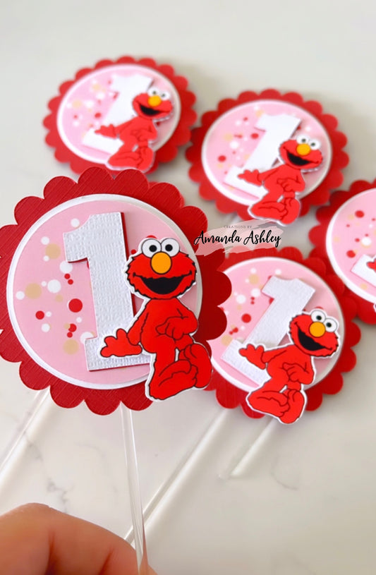 Pink Elmo Cupcake Toppers