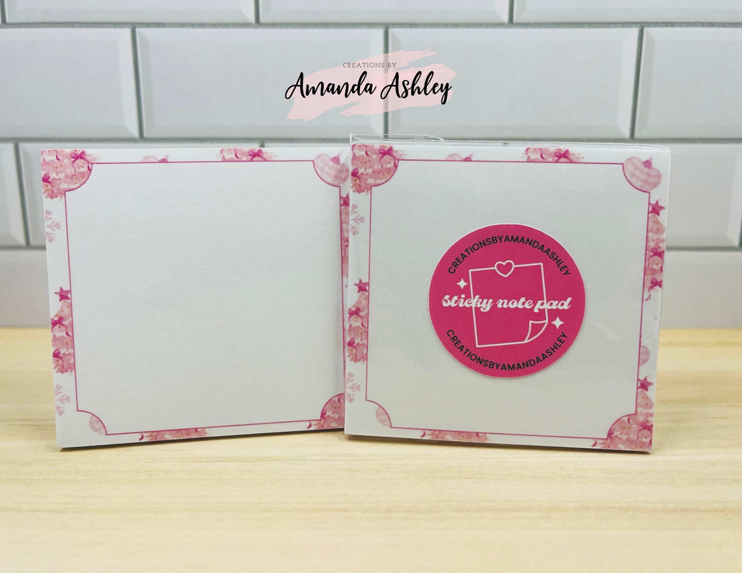 Pink Christmas Trees Sticky Notes