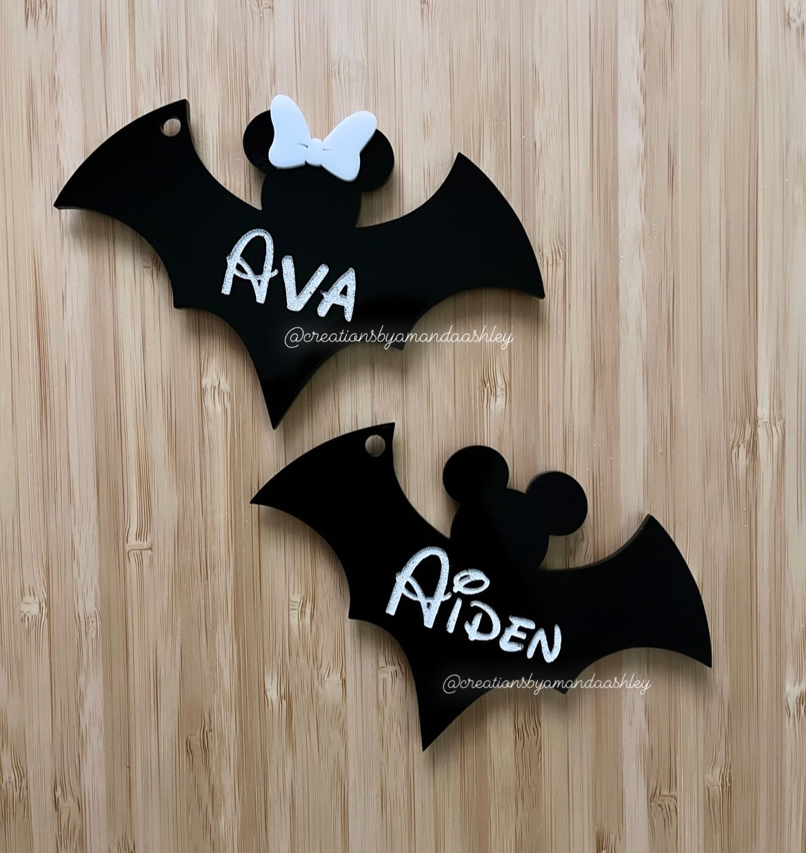 Mickey & Minnie Halloween Bat Tags