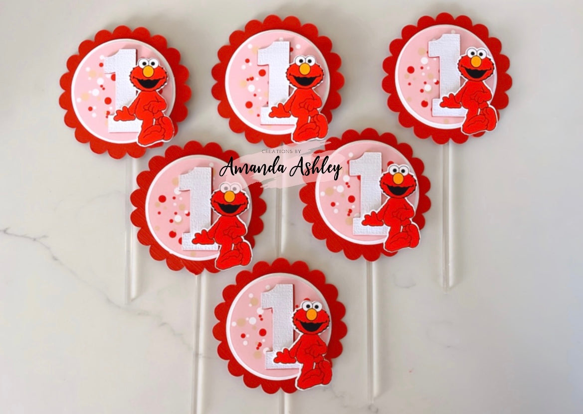 Pink Elmo Cupcake Toppers