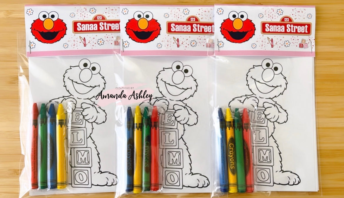 Pink Elmo Sesame Street Coloring Favors