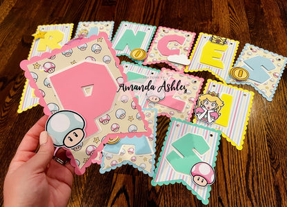Princess Peach Birthday Banner