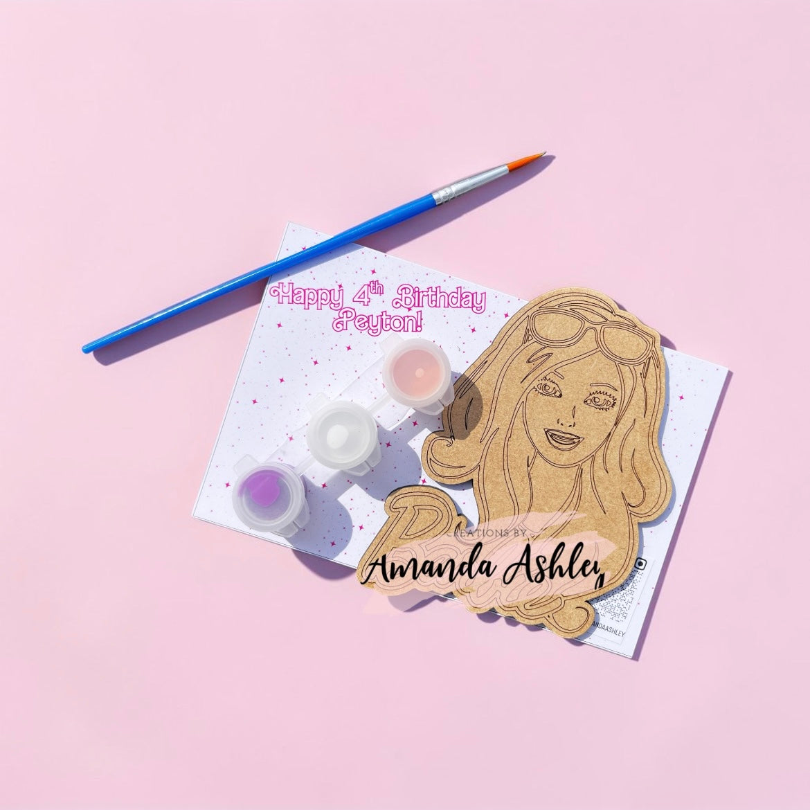 Pink Doll Party Paint Favors