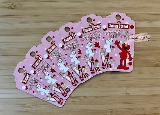 Pink Elmo Sesame Street Favor Tags