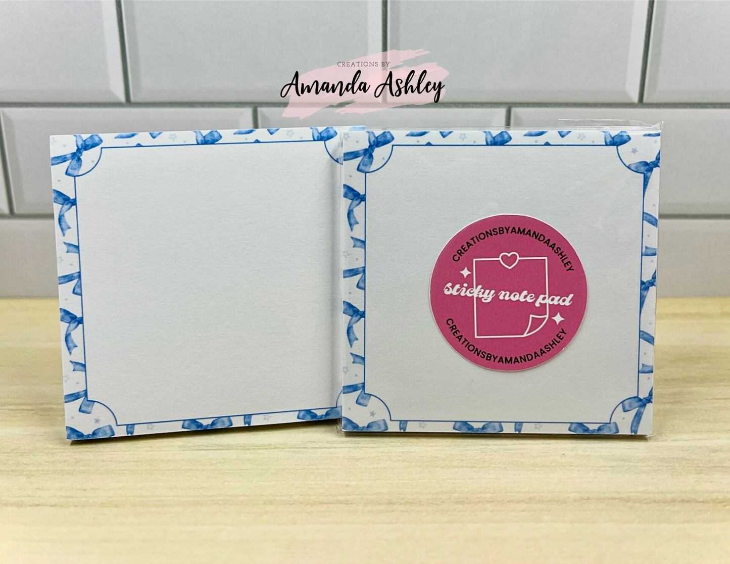 Blue Bows and Stars Sticky Notes