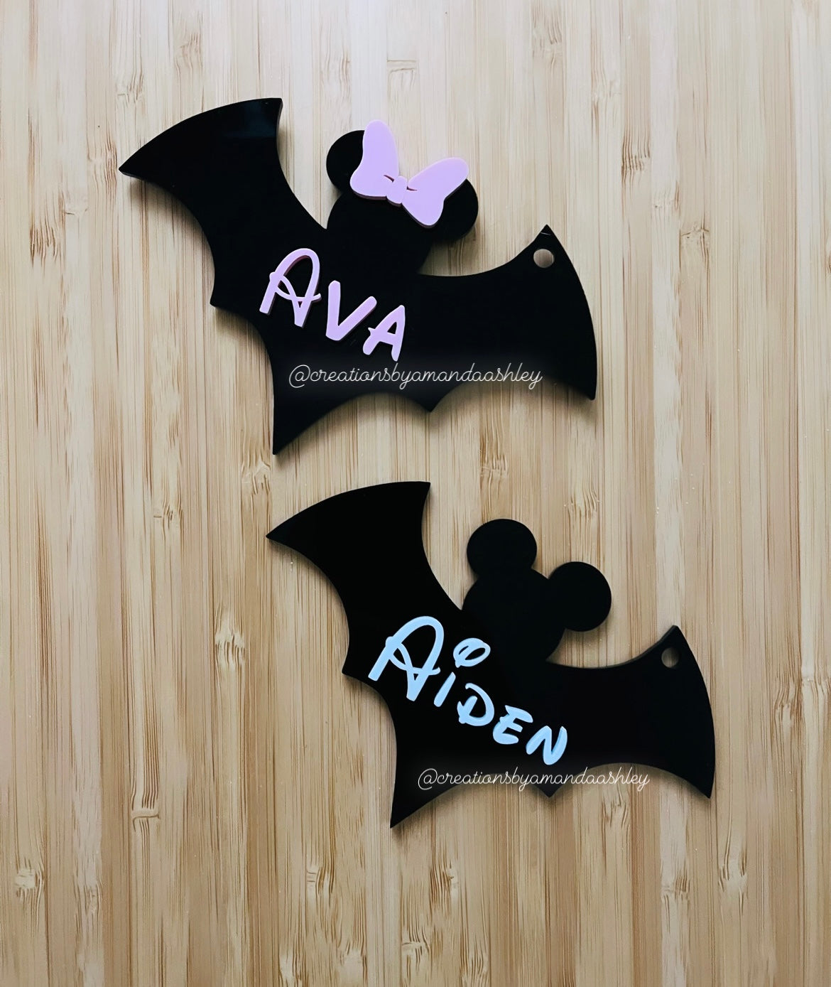 Mickey & Minnie Halloween Bat Tags