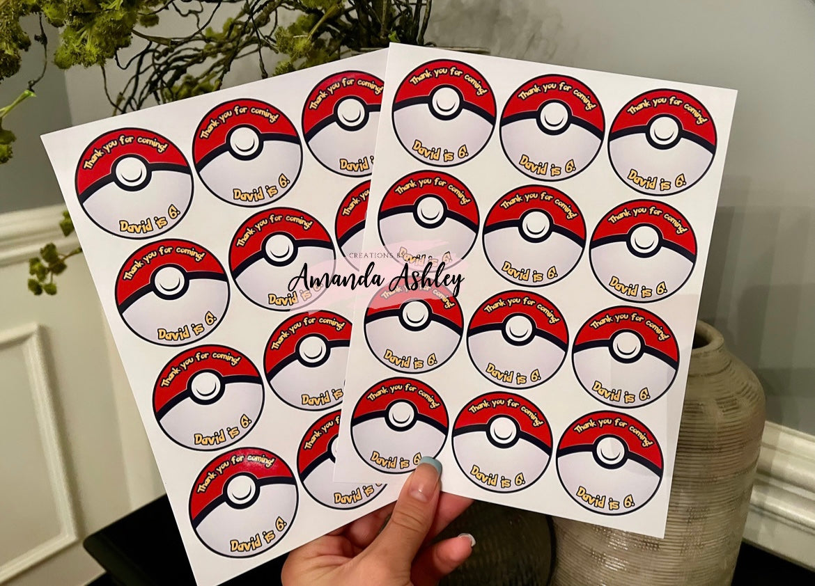 Pokeball Favor Stickers