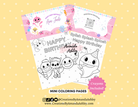 Pink Baby Shark Coloring Favors