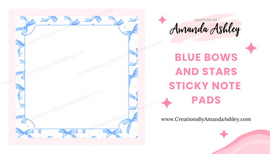 Blue Bows and Stars Sticky Notes