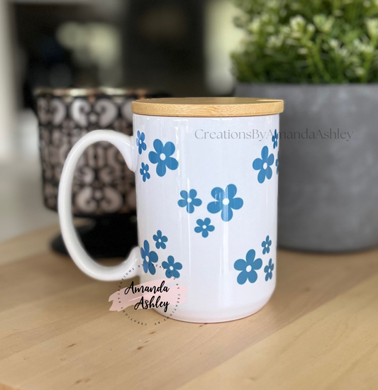 Blue Daisies Bamboo Coffee Mug