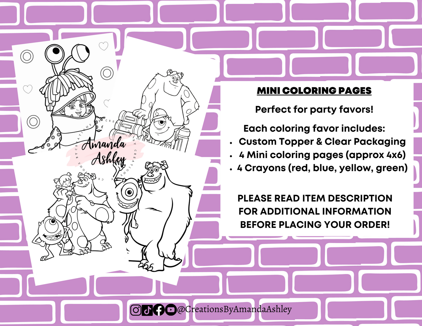 Monsters Inc Boo Coloring Favors